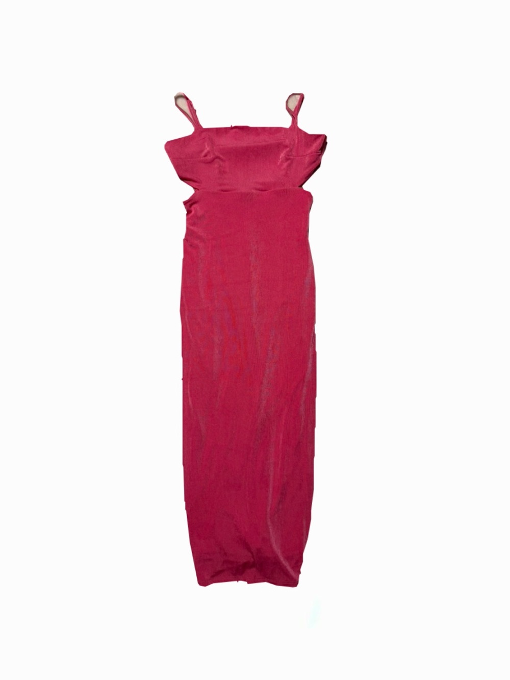 Sleeveless Midi Dress in Deep Pink with Slim Straps